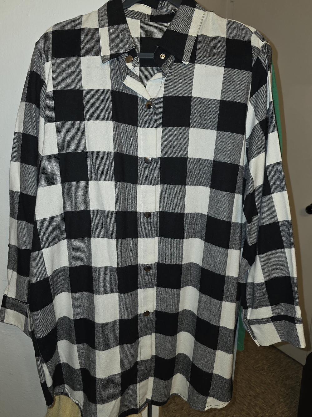 Black and White Buffalo Check Womans Button-Down Shirt